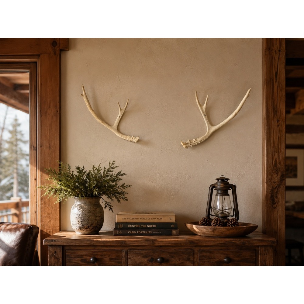 Whitetail Deer Antlers 4 Point Taxidermy Rustic Lodge Decor 13 Inch